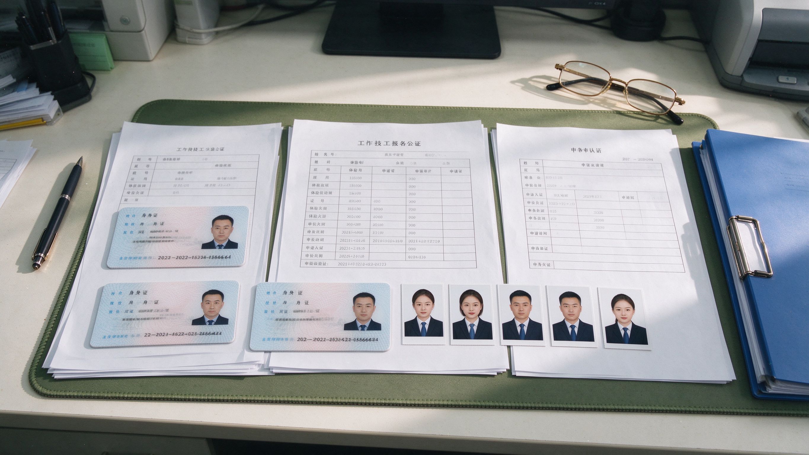 特种作业报名材料整理桌面